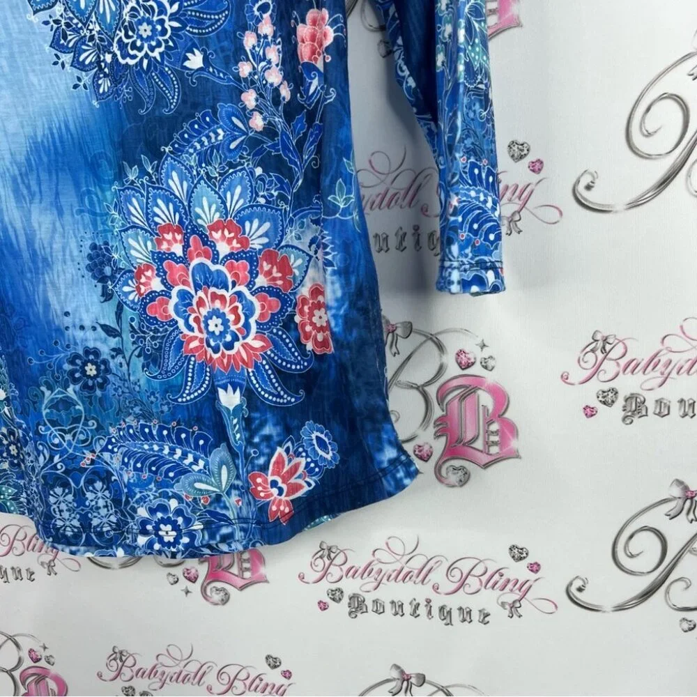 Alia shirt paisley print boho tie dye style water color  Floral Women's Blouse